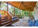 Relaxing basement patio with gravel flooring, wooden stairs, and comfortable seating at 412 E Hudson Ave, Folly Beach, SC 29439
