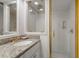 Bathroom with granite countertop, sink, and shower at 1616 Live Oak Park, Seabrook Island, SC 29455
