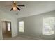 Main bedroom with high ceilings, ceiling fan, and carpet flooring at 8508 Stonebridge Dr, North Charleston, SC 29420