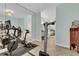 Home gym area with Peloton bikes and a view into the bathroom at 3427 Colonel Vanderhorst Cir, Mount Pleasant, SC 29466