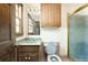 Small bathroom with shower, sink, and toilet at 200 Old Postern Rd, Summerville, SC 29483