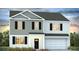 Two story house with gray siding, black windows and a two car garage at 281 Blue Haw Dr, Moncks Corner, SC 29461