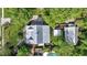 Top-down view of the house, highlighting the metal roof and backyard at 705 S Magnolia St, Summerville, SC 29483
