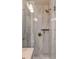 Elegant shower with marble tile and gold fixtures at 40 Laurens St, Charleston, SC 29401
