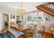 Farmhouse dining room with a wooden table and rattan chairs at 933 Mccants Dr, Mount Pleasant, SC 29464