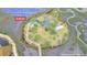 Aerial view of 3.46 acre property with home and pond at 000 Remington Trl, Johns Island, SC 29455