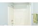 Shower stall with curtain and towel rack at 9636 Scarborough Ct, Summerville, SC 29485