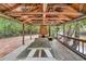 Rustic outdoor pavilion with brick fireplace and picnic table at 410 Four Holes Road, Dorchester, SC 29437