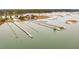 Aerial view of waterfront properties with private docks at 924 W Oceanview Rd, Charleston, SC 29412
