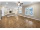 Spacious living room with hardwood floors and ceiling fan at 3699 Shutesbury St, Mount Pleasant, SC 29466