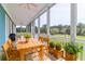 Screened porch with wooden dining table and chairs, overlooking a garden at 3238 Plow Ground Rd, Johns Island, SC 29455