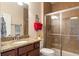 Bathroom with granite countertop, shower, and tile flooring at 586 Eastern Isle Ave, Summerville, SC 29486