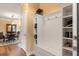 Entryway with built-in storage and hardwood floors at 586 Eastern Isle Ave, Summerville, SC 29486