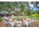 Charming backyard with seating area and lush landscaping at 148 Chadwick Dr, Charleston, SC 29407