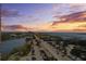 Stunning sunset aerial view of the waterfront neighborhood and marina at 14 Lockwood Dr # 10D, Charleston, SC 29401