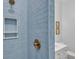 Walk-in shower with light blue tile and modern fixtures at 4229 Cobble Trot Way, Johns Island, SC 29455