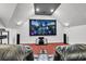 Home theater with large screen, seating, and entertainment system at 1000 Rivershore Rd, Charleston, SC 29492