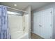 Bathroom with tub, shower, and linen closet at 7201 Sweetgrass Blvd, Hanahan, SC 29410