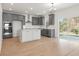 Modern kitchen with gray cabinets, white island, and stainless steel appliances at 2802 Lacy St, North Charleston, SC 29406