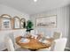 Dining room with round wooden table, neutral chairs, and decorative wall at 338 Torslanda Ln, Summerville, SC 29486