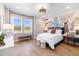 Stylish bedroom with a queen bed, built in desk, and a whimsical mural at 160 Middleton Dr, Goose Creek, SC 29445