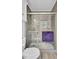 Clean shower with glass enclosure and modern gray tile at 205 Whitesville Rd, Moncks Corner, SC 29461