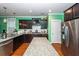 Modern kitchen featuring granite island, stainless steel appliances, and green walls at 208 Sweetspire Ln, Summerville, SC 29483