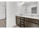 Double vanity bathroom with dark brown cabinets at 113 Whimbrel Dr, Summerville, SC 29486