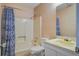 Bathroom with shower/tub combo, toilet and vanity at 607 Waterwood Dr, Goose Creek, SC 29445