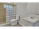 Clean bathroom with walk-in shower, toilet, and pedestal sink at 1910 Kerry St, North Charleston, SC 29406