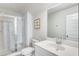 Clean bathroom with a walk-in shower and white vanity at 229 Camellia Bloom Dr, Moncks Corner, SC 29461