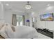 Spacious main bedroom with ensuite bathroom and large TV at 824 Hill Branch Rd, Ridgeville, SC 29472