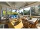 Relaxing screened porch with seating area and dining table, offering a view of lush greenery at 1311 S Jenkins Lagoon Dr, Seabrook Island, SC 29455