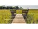 Wooden dock with benches overlooking a tranquil marsh at 1311 S Jenkins Lagoon Dr, Seabrook Island, SC 29455