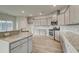 Spacious kitchen with an island, granite countertops, and gray cabinets at 1866 Nola Run, Summerville, SC 29485