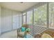 Cozy screened porch with wicker chairs and view of lush greenery at 202 Greenmeadow Dr, Goose Creek, SC 29445