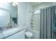 Bathroom with tub, shower, and granite countertop vanity at 145 Hedera Ct, Summerville, SC 29486