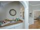 Convenient wet bar with sink, wood countertop, and storage at 4233 Haulover Dr, Johns Island, SC 29455