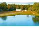 Aerial view of a pond, white barn, and a white farmhouse on a large property at 4285 Clover Hill Rd, Green Pond, SC 29446