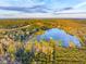 Aerial view of property with pond and forest at 4285 Clover Hill Rd, Green Pond, SC 29446