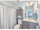 Clean bathroom with a shower/tub and dark vanity at 2600 Josiah St, Charleston, SC 29492