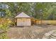 White shed with double doors in backyard at 32 Briarcliff Dr, Charleston, SC 29407