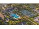 Aerial view of community pool and tennis courts at 2902 Clearwater Dr, Mount Pleasant, SC 29466