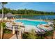 Resort-style pool with lounge chairs, a pergola, and lake views at 3904 Delinger Dr, Mount Pleasant, SC 29466