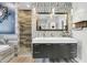 Modern bathroom with double vanity, mosaic tile, and walk-in shower at 318 Simmons Ave, Summerville, SC 29483
