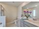 Modern bathroom with double vanity, large mirror, and a walk-in shower at 215 Firewheel Ct, Summerville, SC 29486