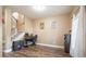 Small office space with wood floors and built-in desk at 417 Crystal Oaks Ln, Moncks Corner, SC 29461