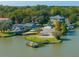 Aerial view of waterfront homes and a boat launch area at 1802 Wood Duck Rd, Moncks Corner, SC 29461