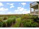 Backyard with grassy area, boardwalk path, and water views at 1331 Pelican Watch Villas, Seabrook Island, SC 29455
