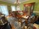 Dining room with wood table, hutch, and green walls at 204 Charles St, Saint George, SC 29477
